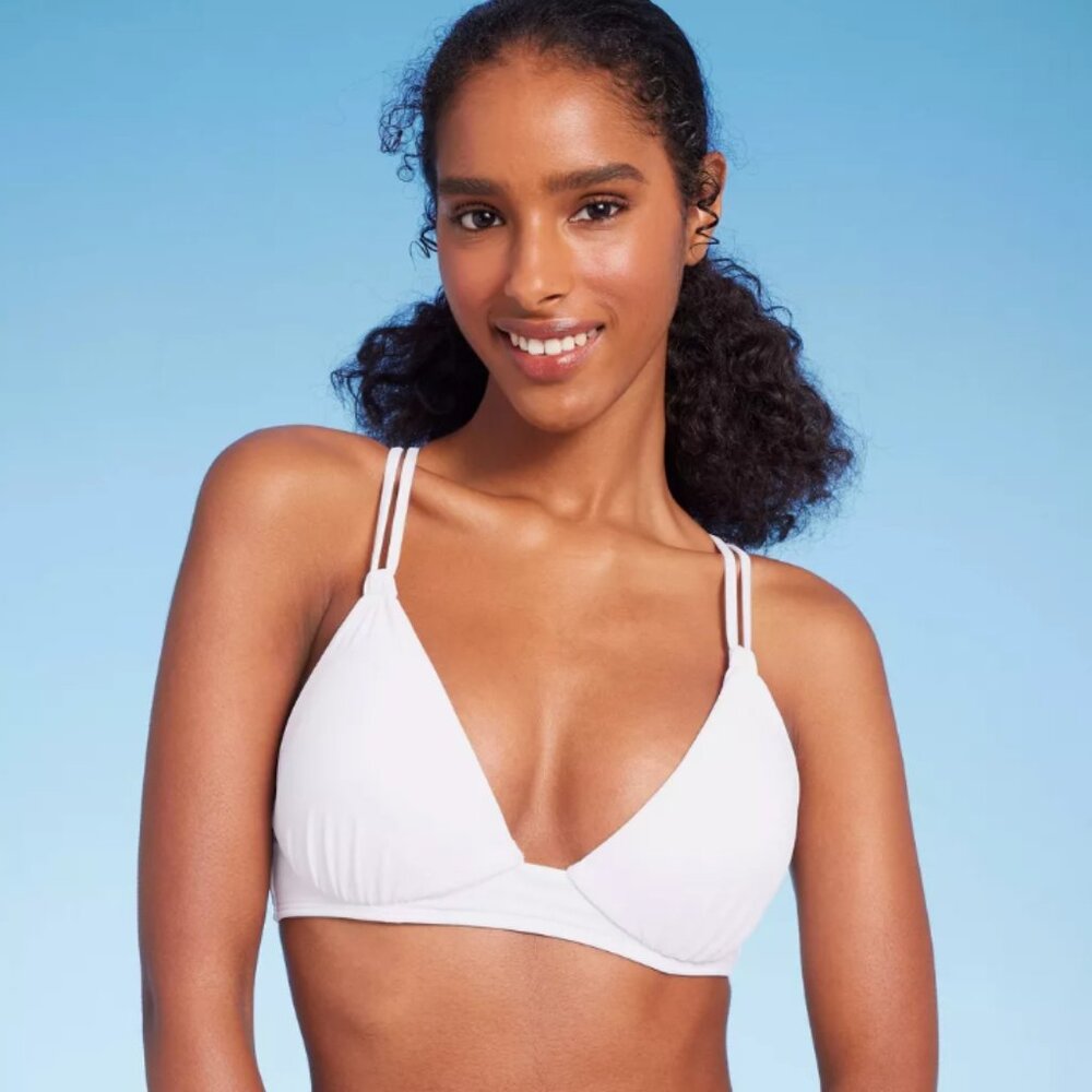 Shade & Shore (Target) White Bikini Top, Triangle Push-Up, 34A